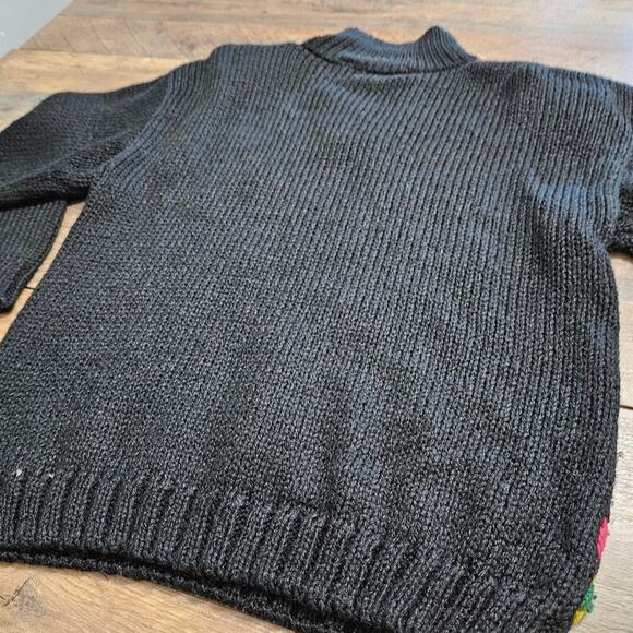 Palm Springs Yacht Club Knit Sweater Chunky Black Floral Pullover Grannycore - Picture 10 of 13